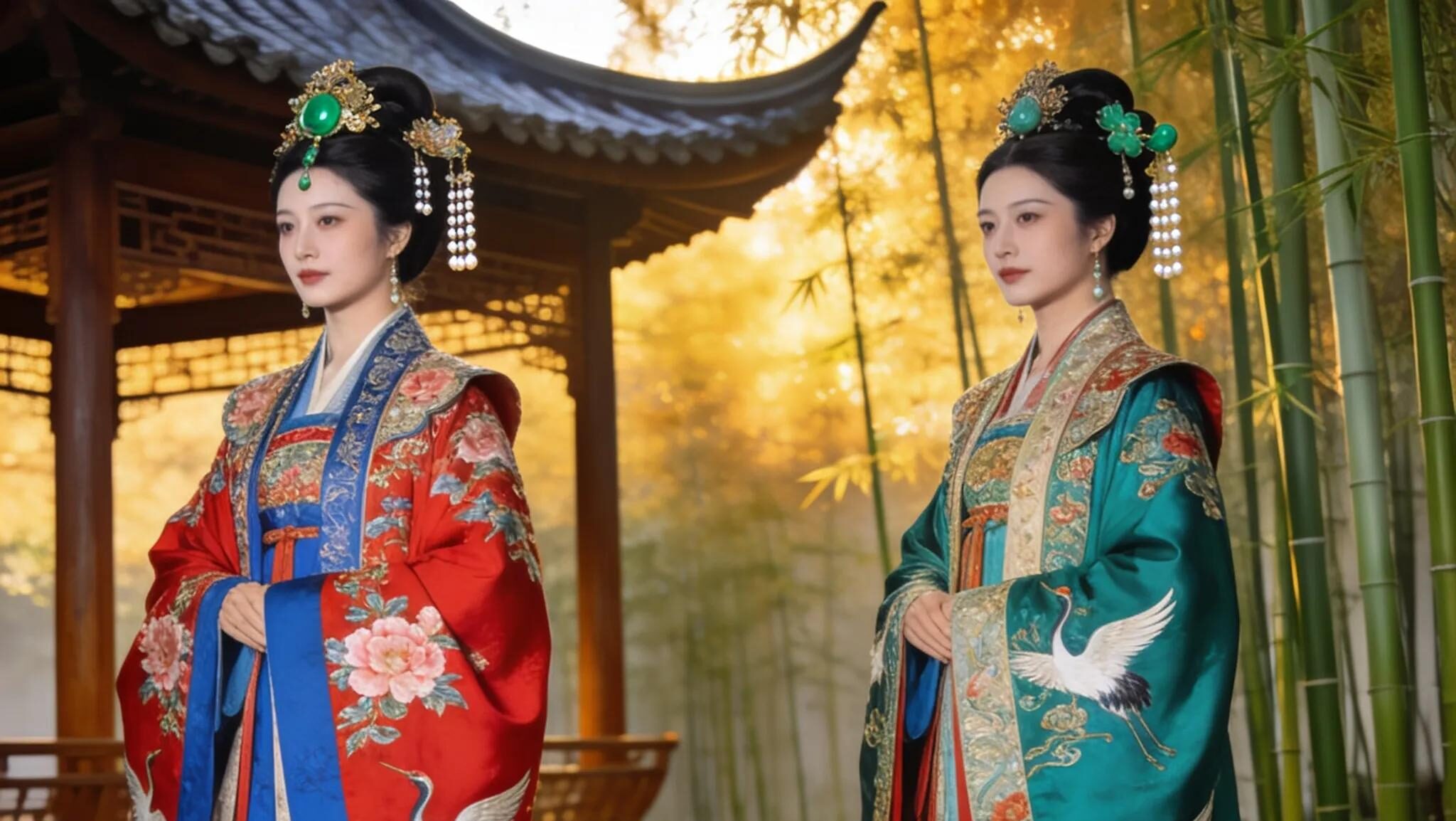 Intricately designed Hanfu costumes from the Minglan series, showcasing traditional attire and cultural heritage