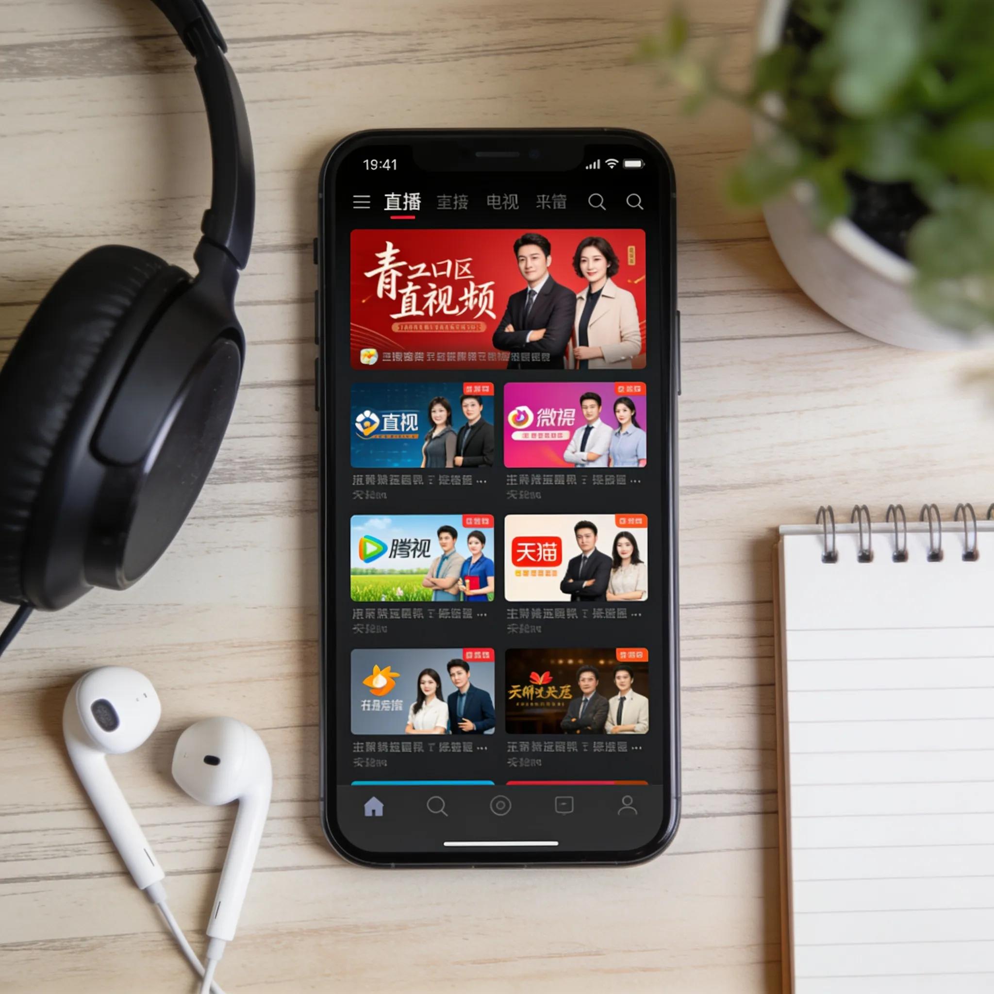 Smartphone showcasing popular Asian live TV streaming apps on its screen